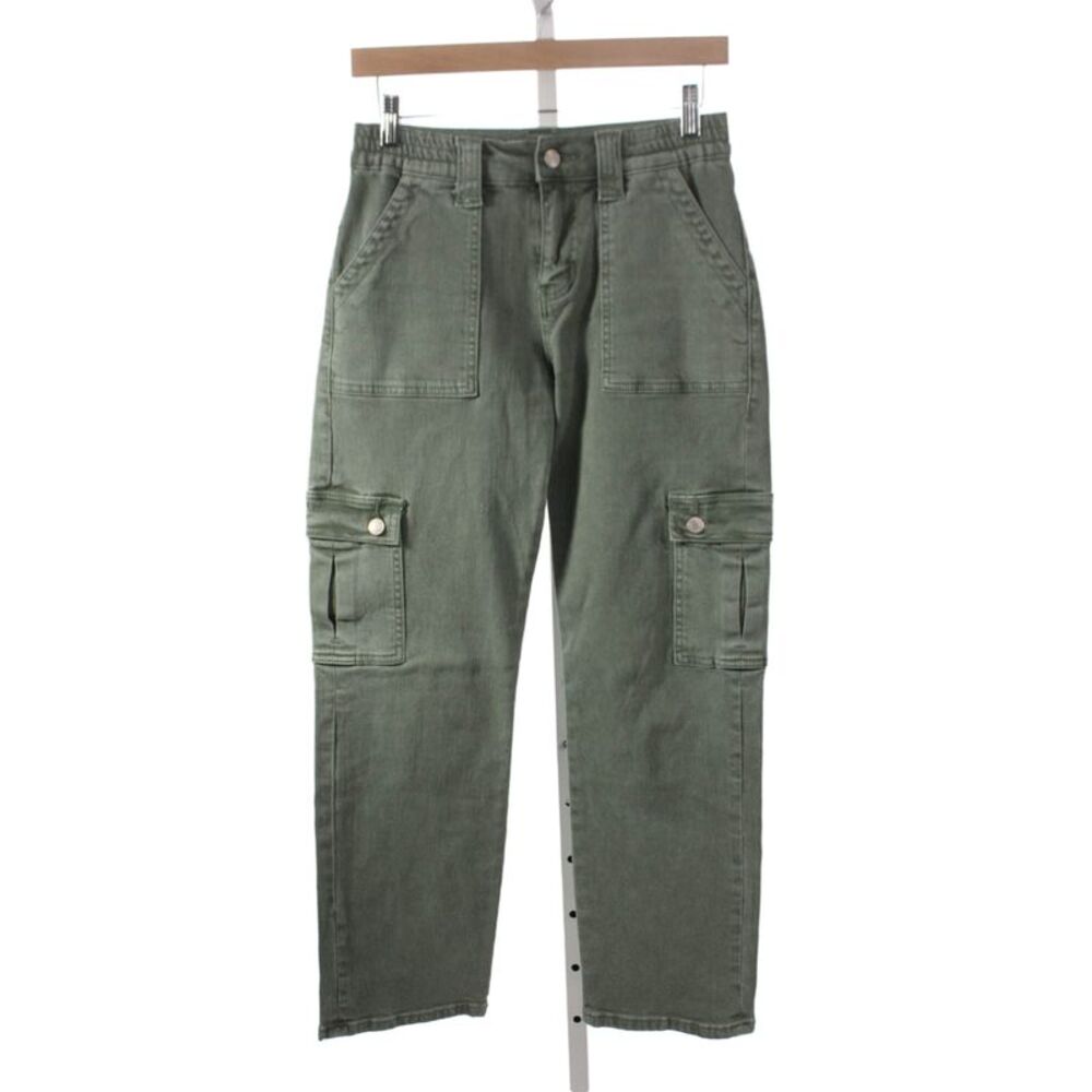 Vervet Women Cargo Pants Green Mid Rise Button Fly Size 25